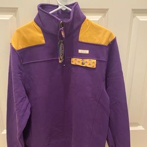 LSU Tigers Women's Quarter Zip Pull Over SCA Purple Sweatshirt Size L NWT!